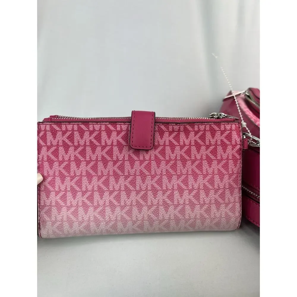 MK Set NWOT Jaycee Ombre Backpack & Jet Set Large Wristlet Dragonfruit Pink $766